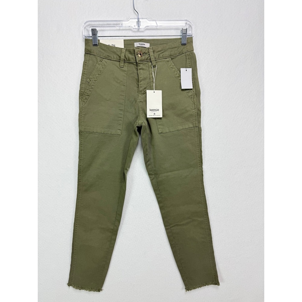 Kensie High Rise Skinny Ankle Utility Pants 2/26 Olive Green NWT Military